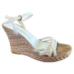 Vintage 90s / Y2K | ellemenno | White Braided Wedge Sandals | Size 8M